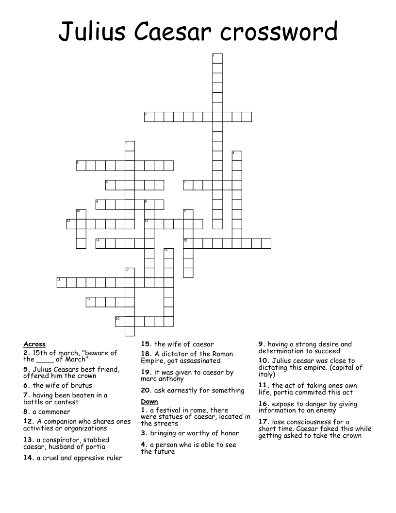 Julius Caesar crossword WordMint