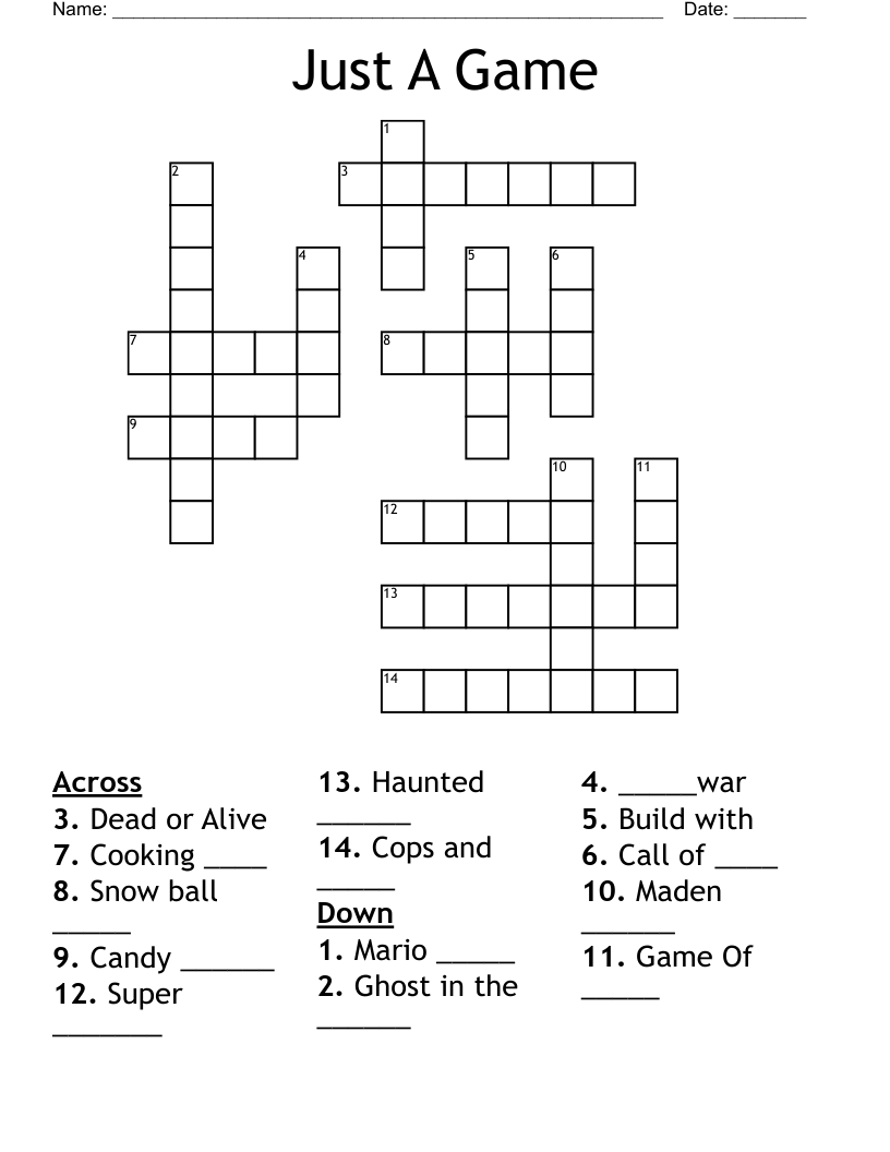 Just A Game Crossword WordMint