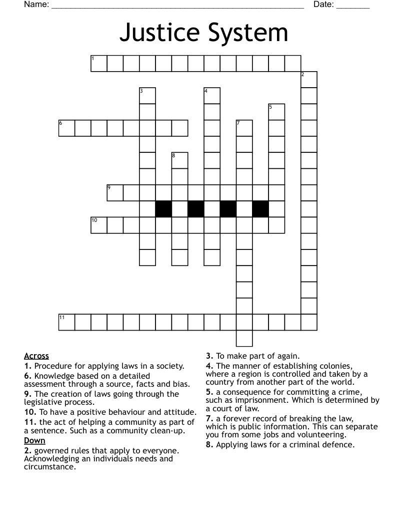 Justice System Crossword WordMint