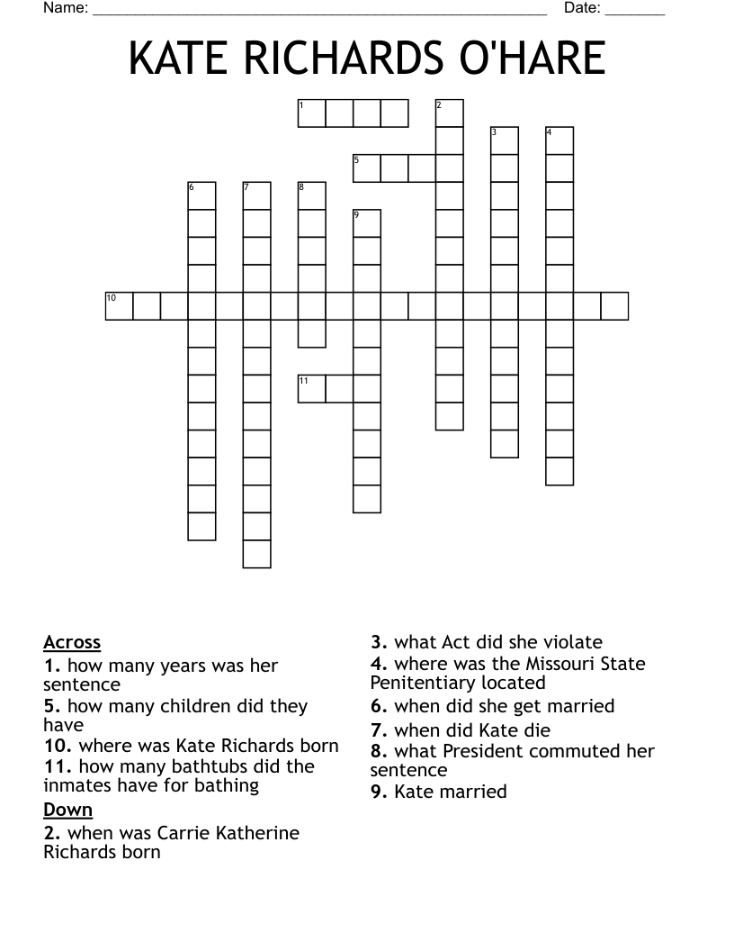 KATE RICHARDS O'HARE Crossword WordMint