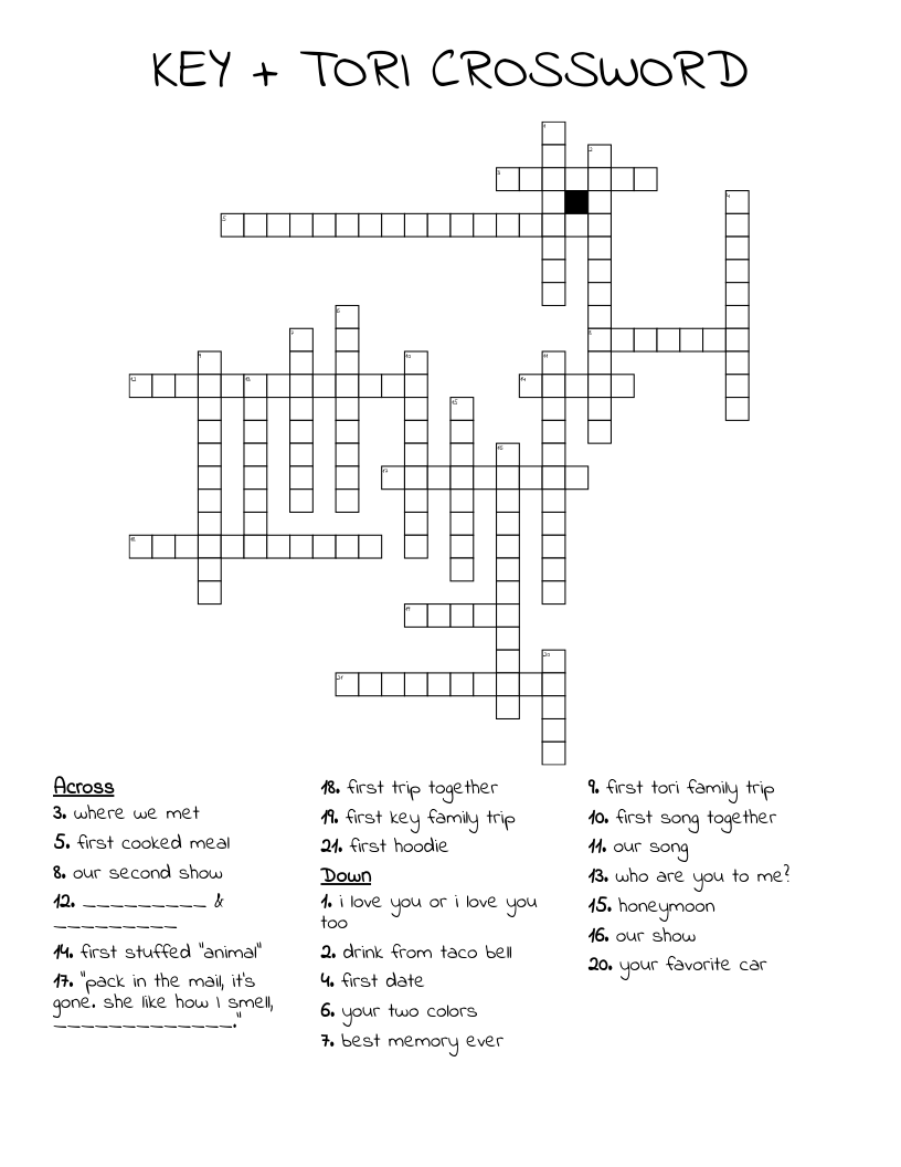 KEY + TORI CROSSWORD WordMint