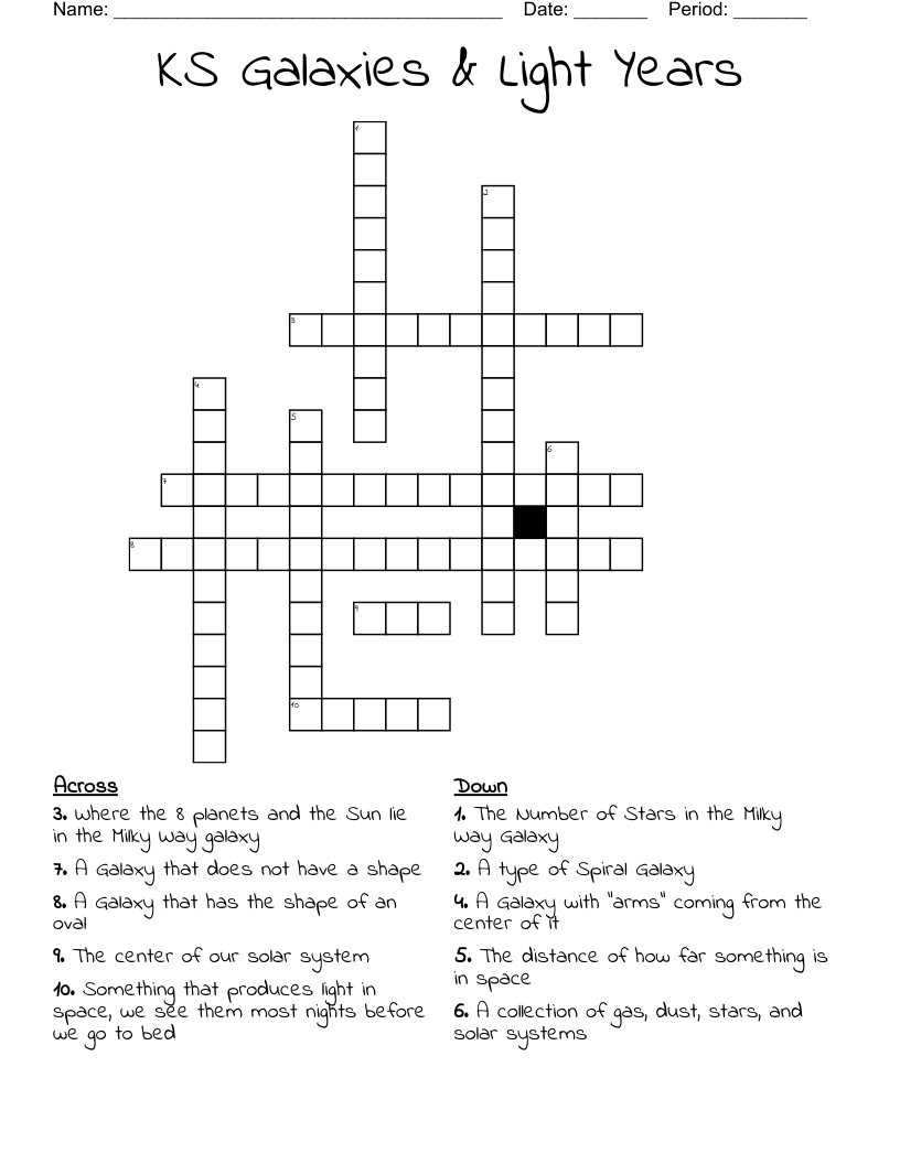 KS Galaxies & Light Years Crossword WordMint