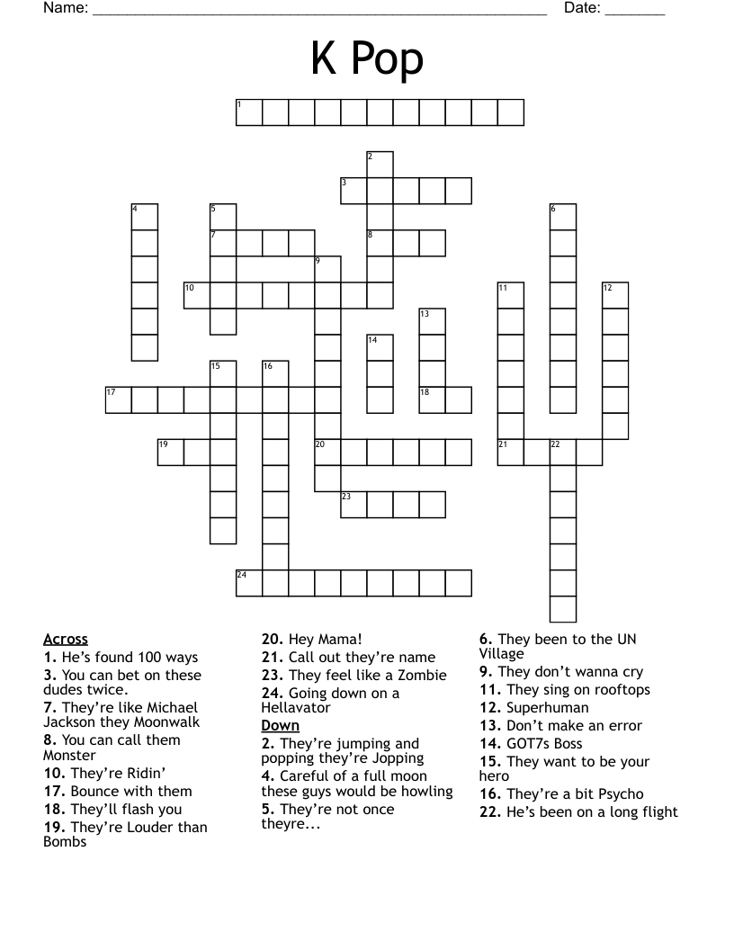 K Pop Crossword WordMint