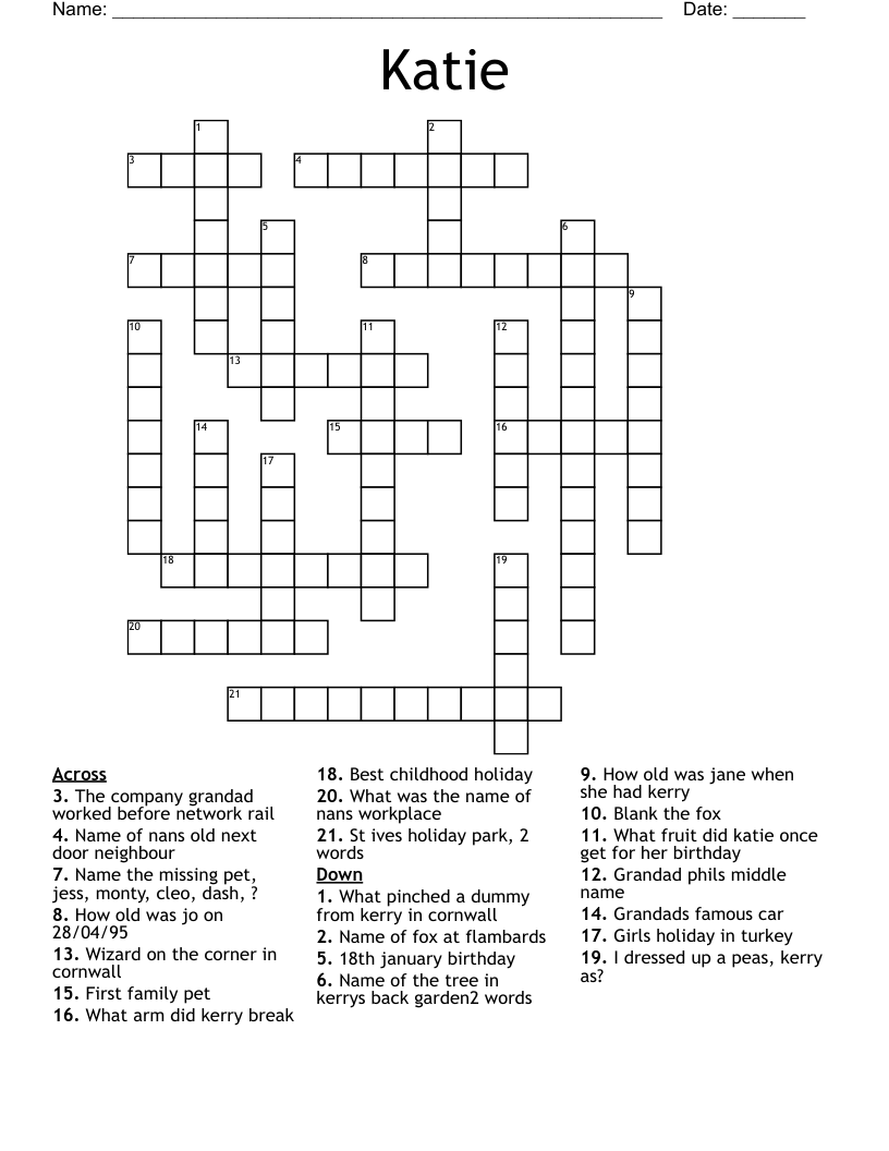 Katie Crossword WordMint