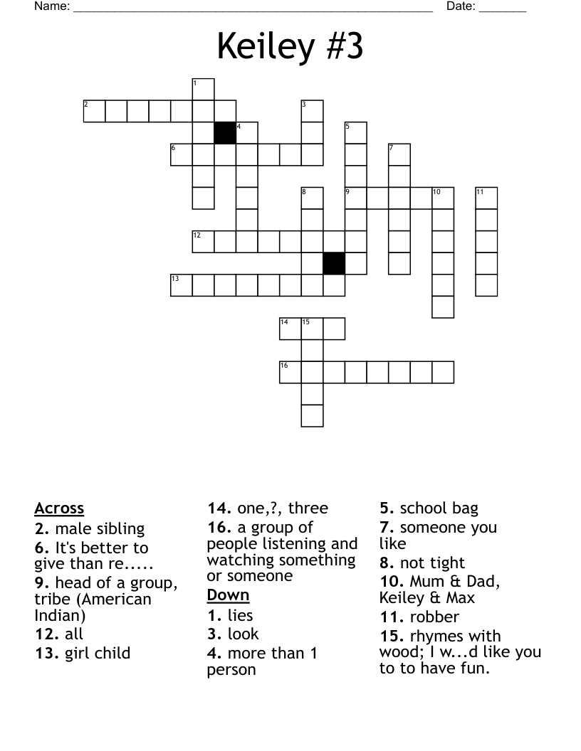 Keiley 3 Crossword WordMint
