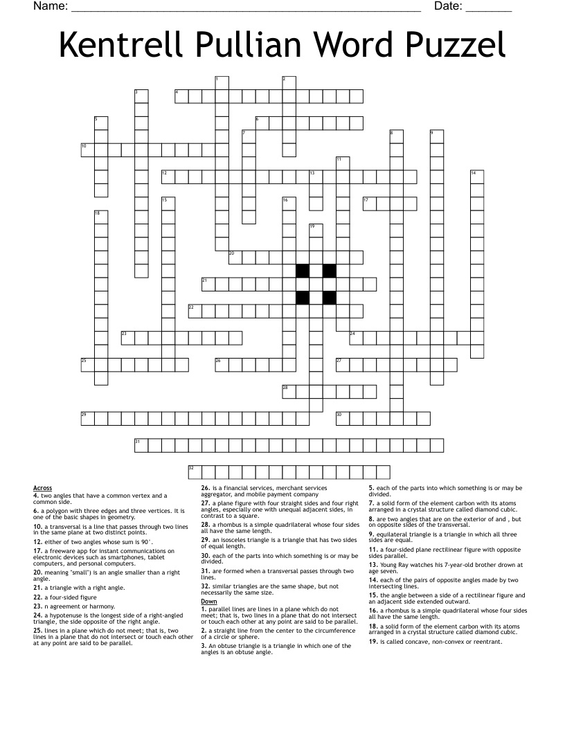Kentrell Pullian Word Puzzel Crossword WordMint