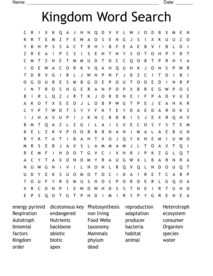 Kingdom Word Search WordMint