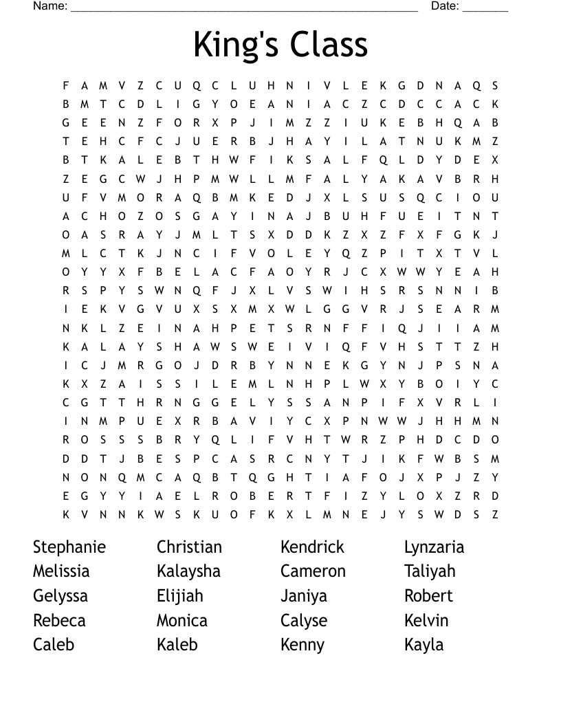 King's Class Word Search WordMint