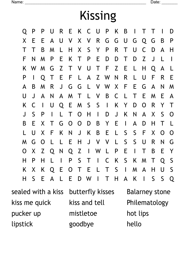 Kissing Word Search WordMint