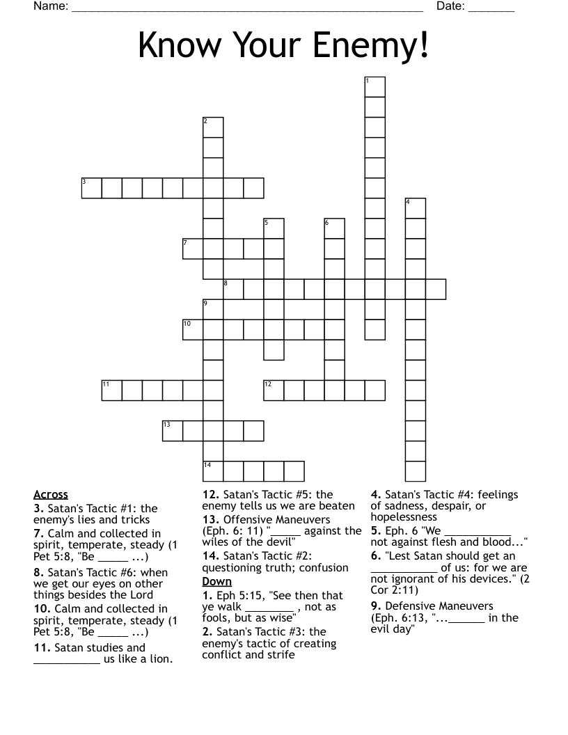 Know Your Enemy! Crossword WordMint