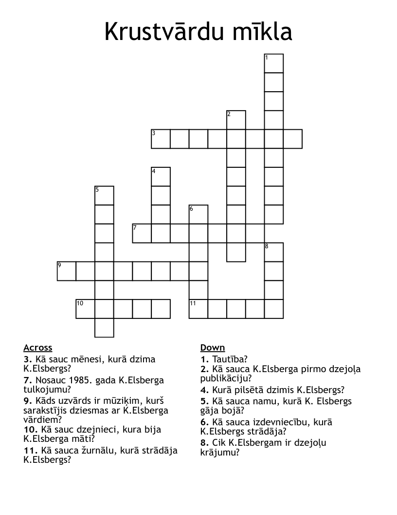 Klāvs Elsbergs Crossword WordMint