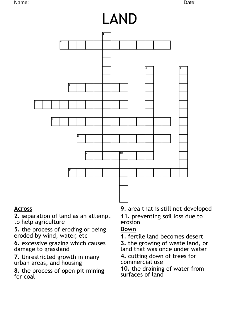 LAND Crossword WordMint