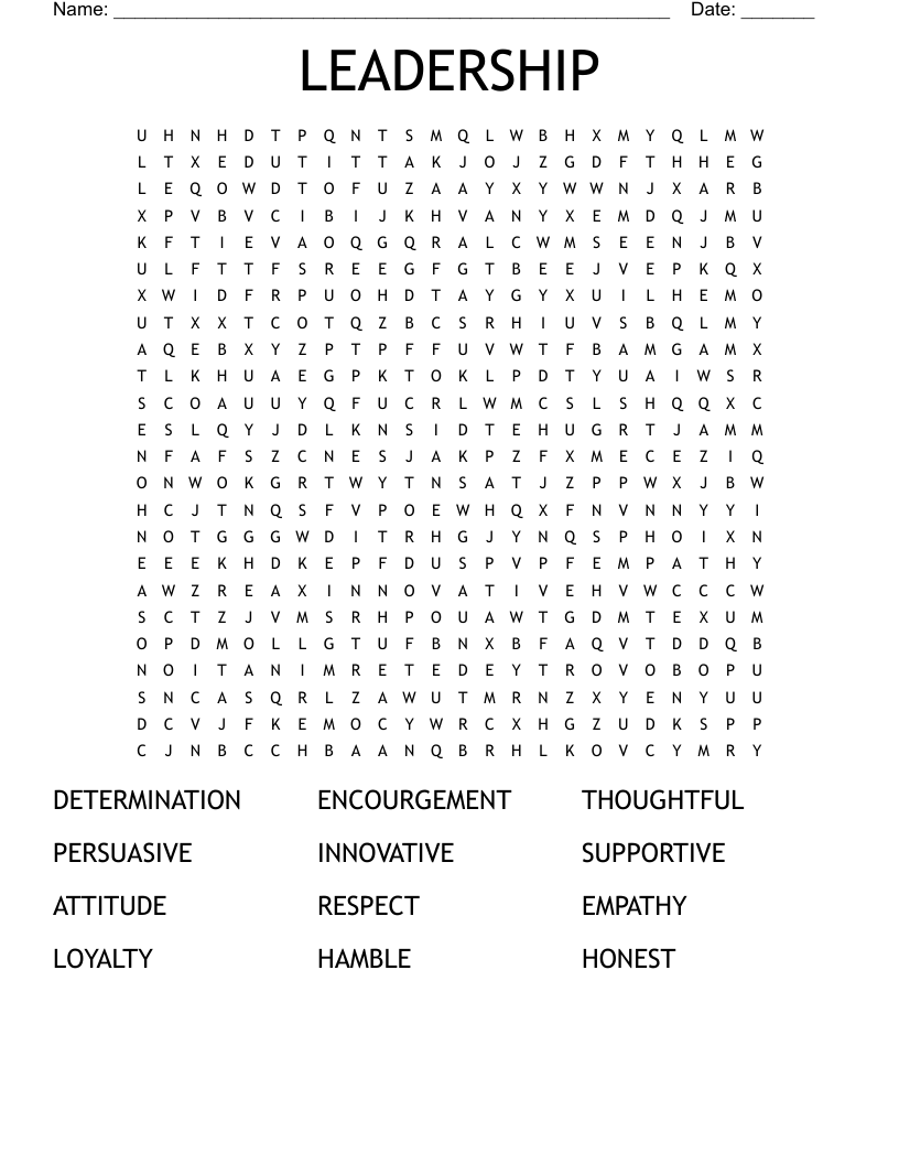 LEADERSHIP Word Search - WordMint