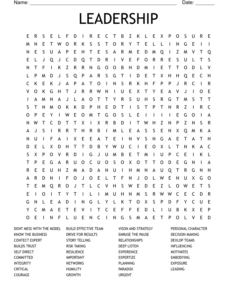 LEADERSHIP Word Search WordMint