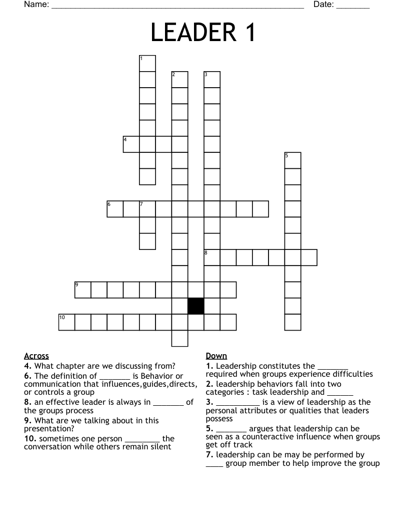 LEADER 1 Crossword WordMint