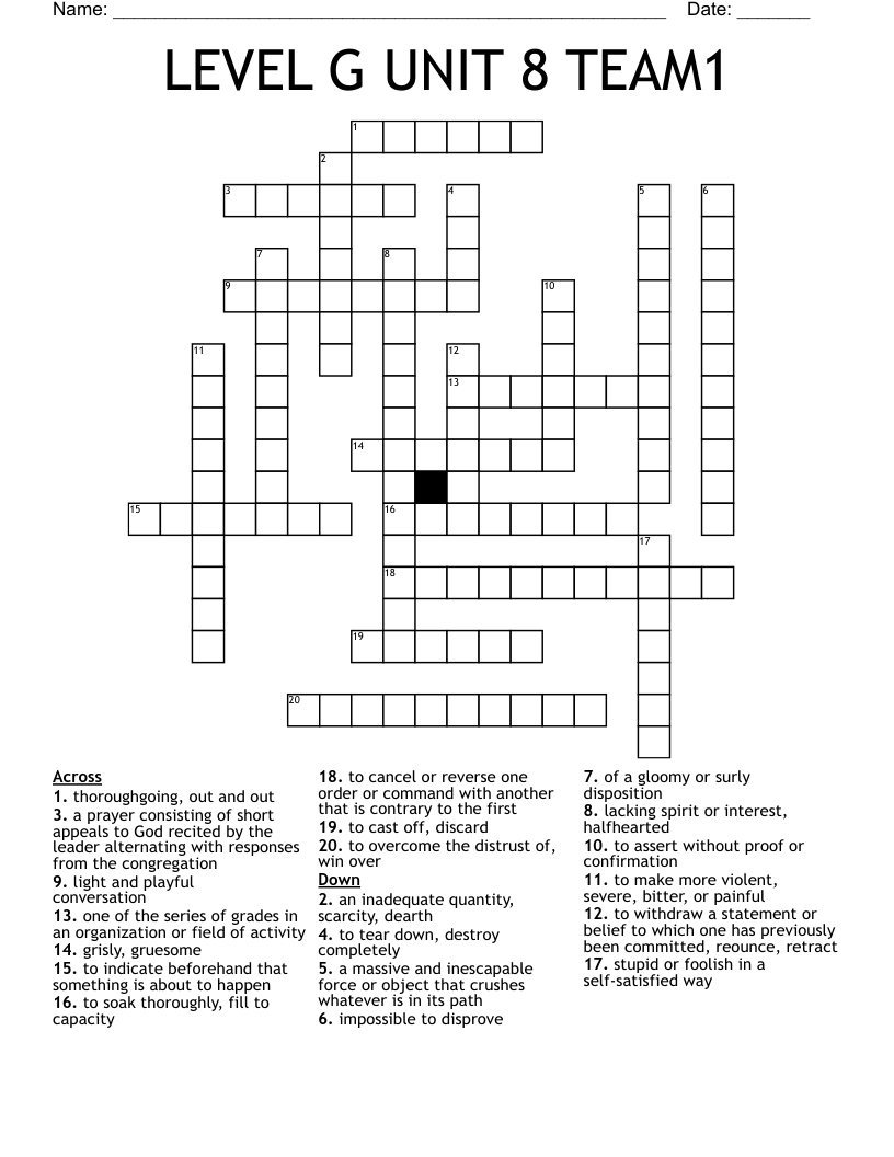 Similar to Unit 8 Crossword puzzle WordMint