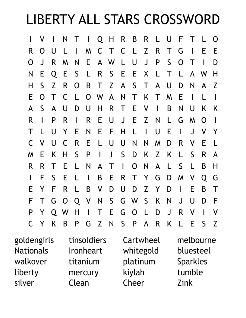 LIBERTY ALL STARS CROSSWORD Word Search WordMint