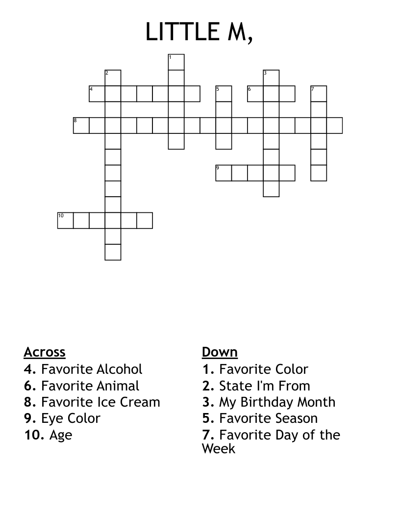 LITTLE M, Crossword WordMint