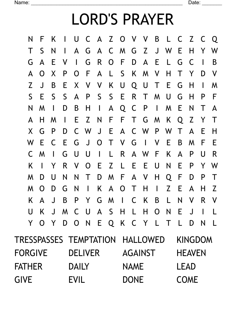 Lord's Prayer Word Search WordMint