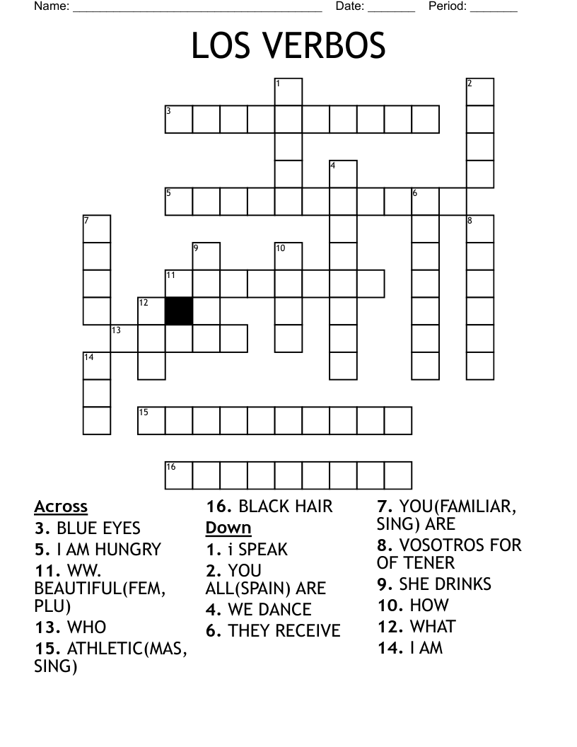 LOS VERBOS Crossword WordMint