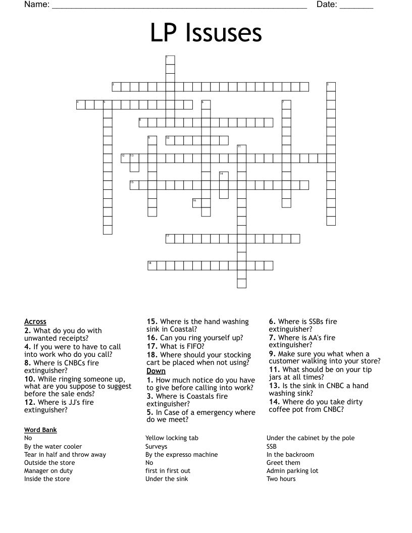 LP Issuses Crossword WordMint
