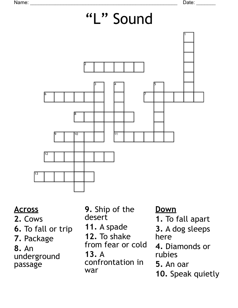 “L” Sound Crossword WordMint