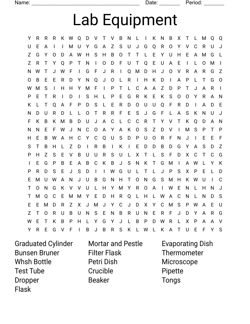 Lab Equipment Word Search WordMint