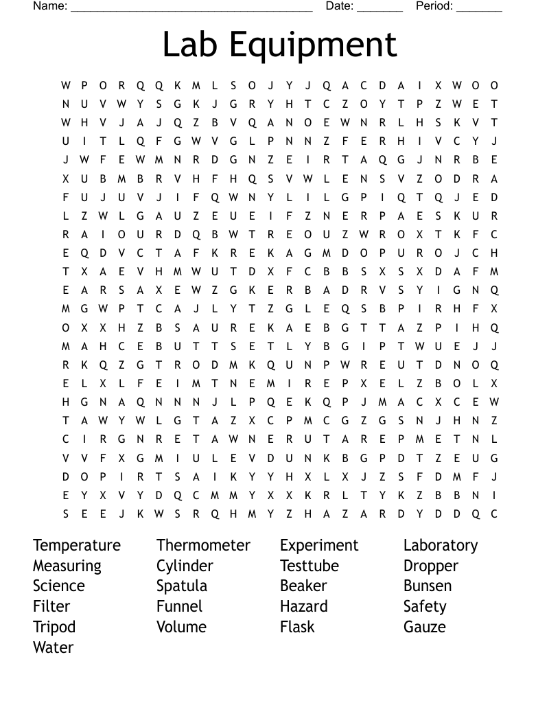 Lab Equipment Word Search WordMint