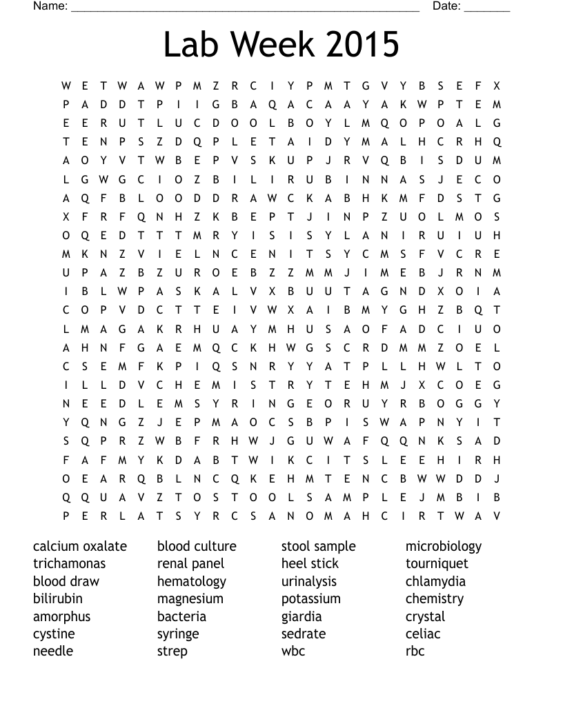 Lab Week 2015 Word Search WordMint