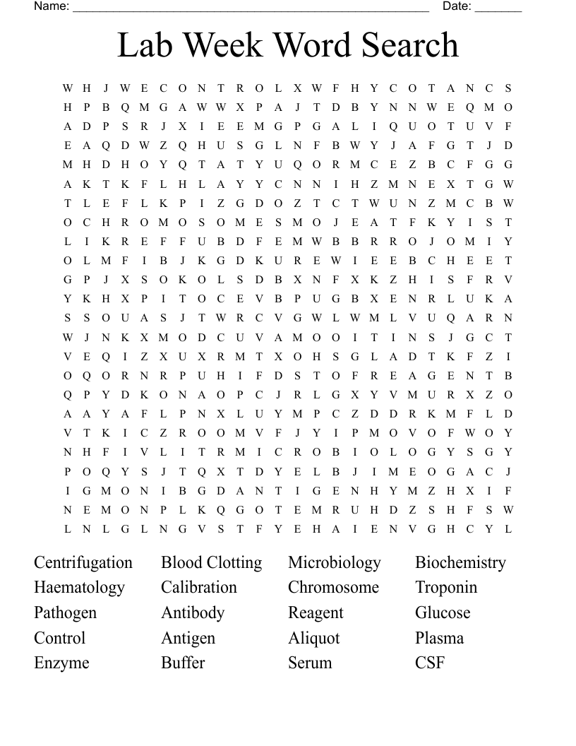 Lab Week Word Search WordMint