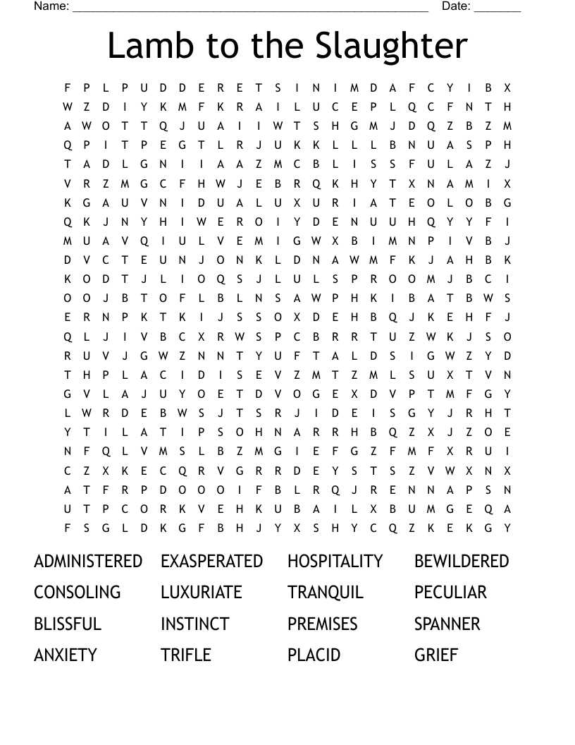 Lamb to the Slaughter Word Search WordMint