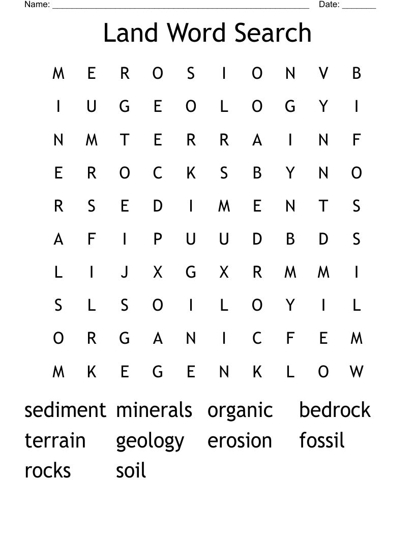 Land Word Search WordMint