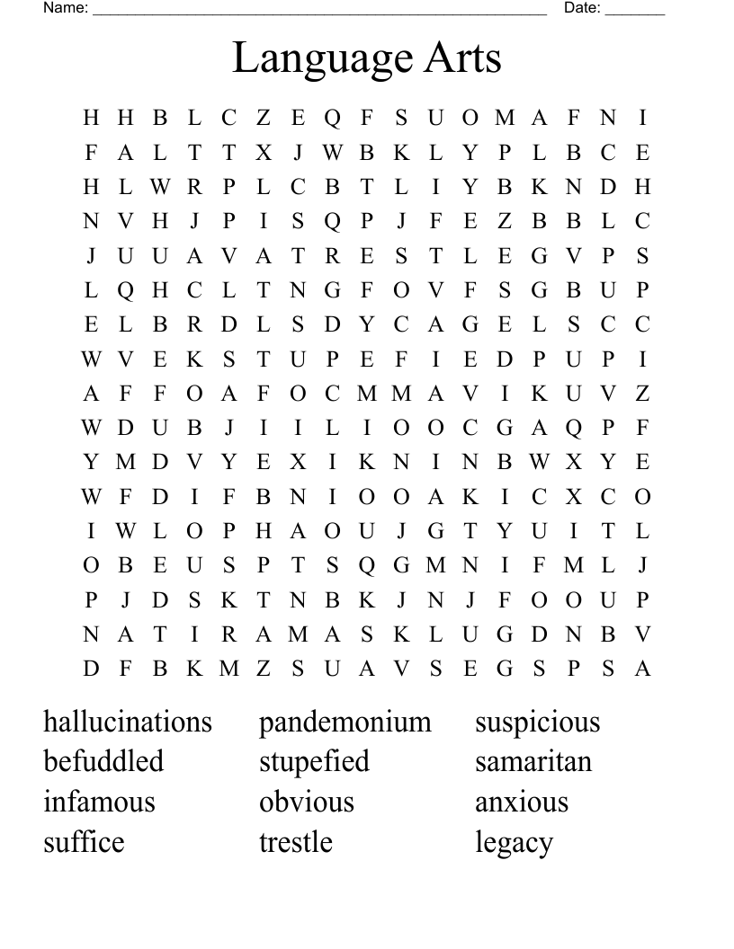 Language Arts Word Search - WordMint
