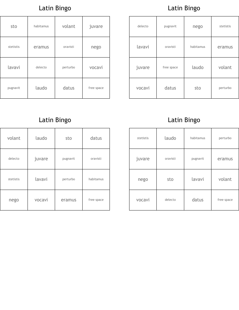 Latin Bingo WordMint