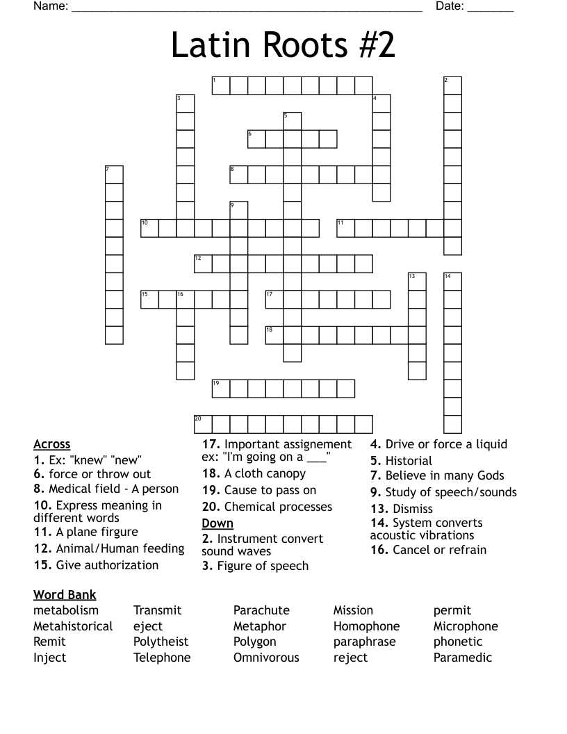 Latin Roots 2 Crossword WordMint