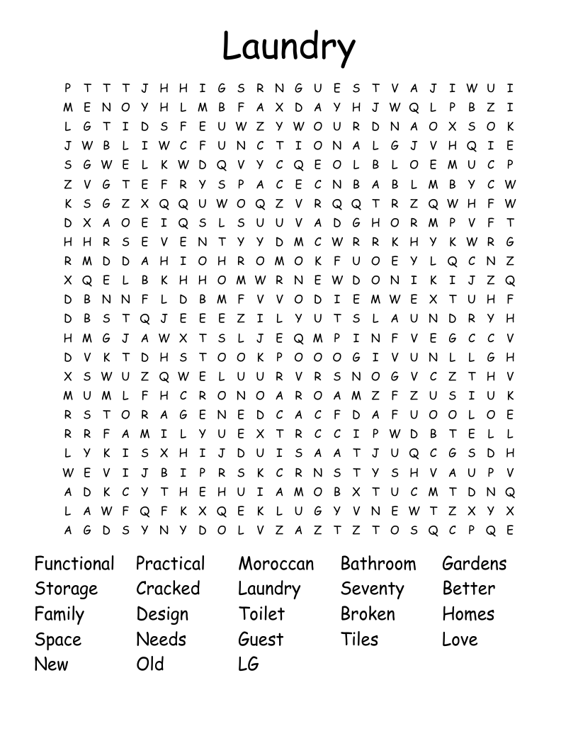 Laundry Word Search