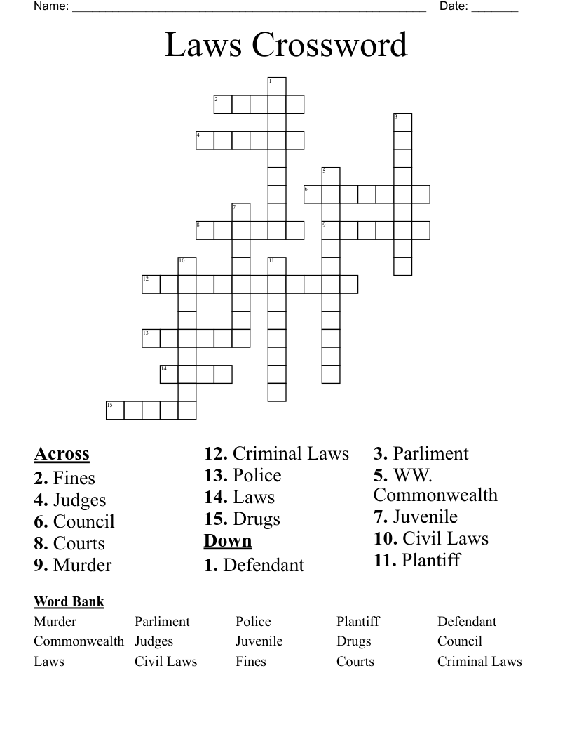 Laws Crossword WordMint