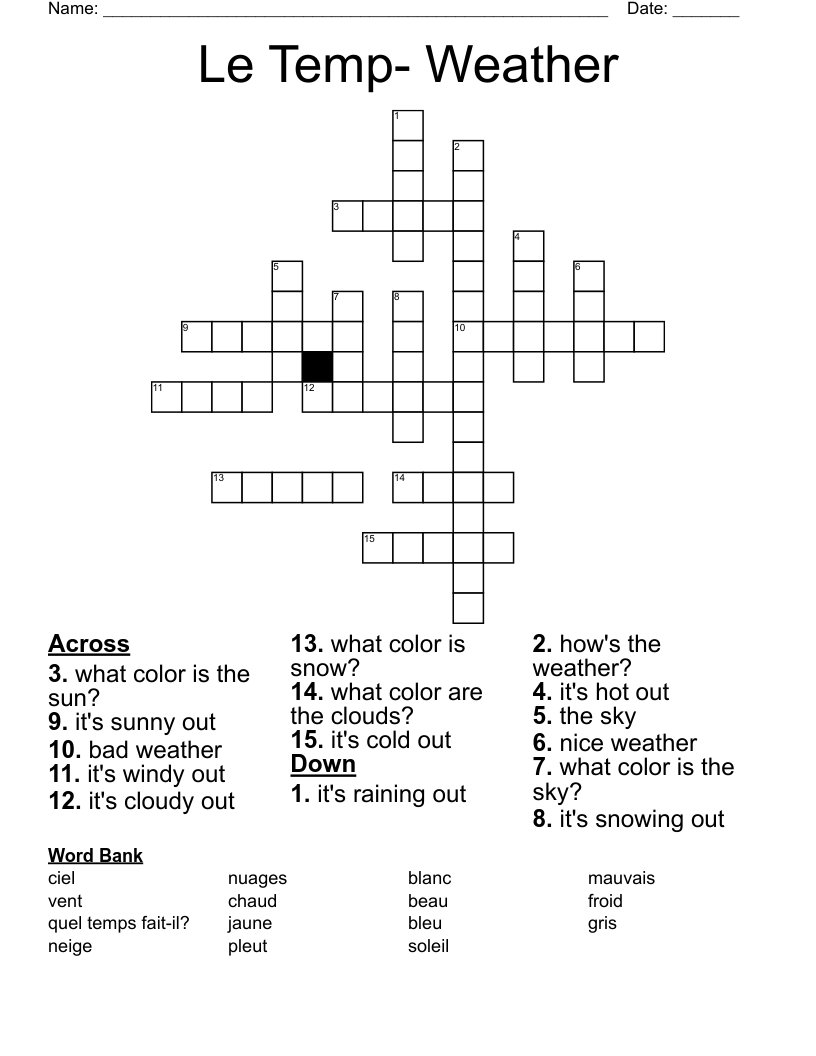Le Temp Weather Crossword WordMint