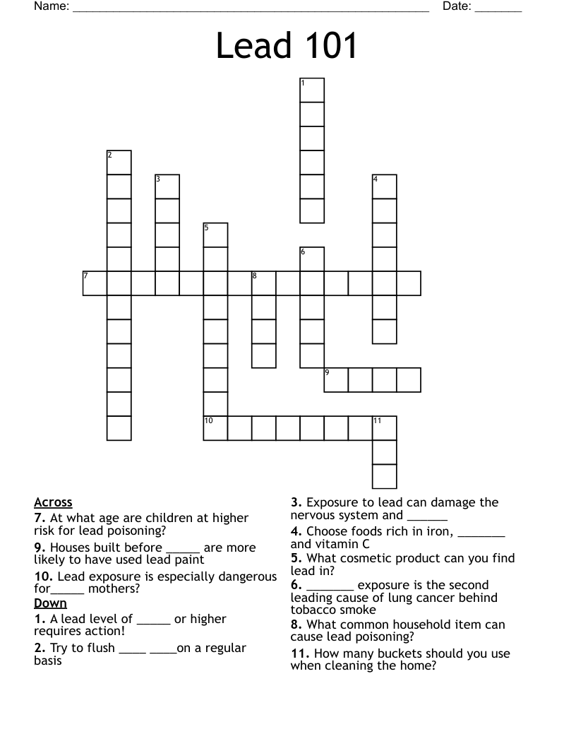 Lead 101 Crossword - WordMint
