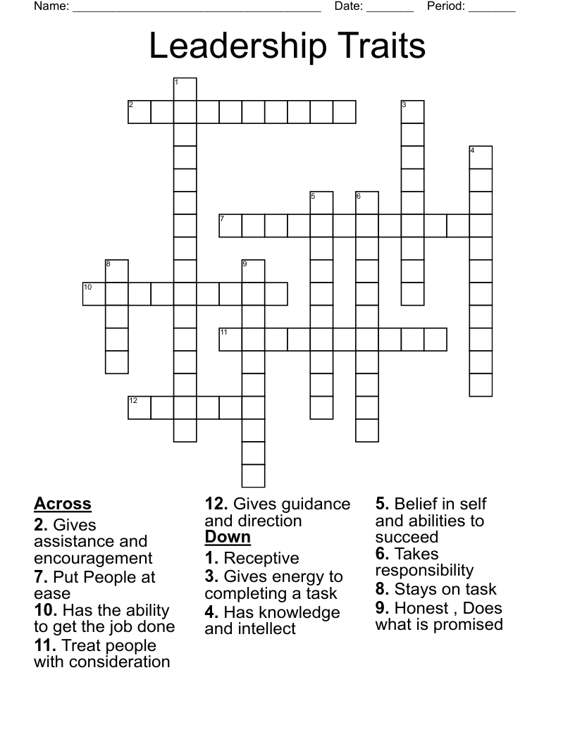 Leadership Traits Crossword WordMint