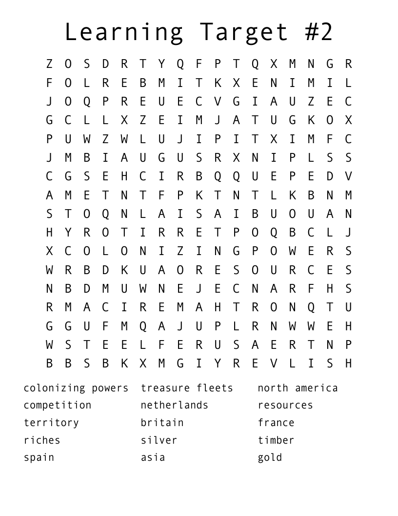 Learning Target 2 Word Search WordMint