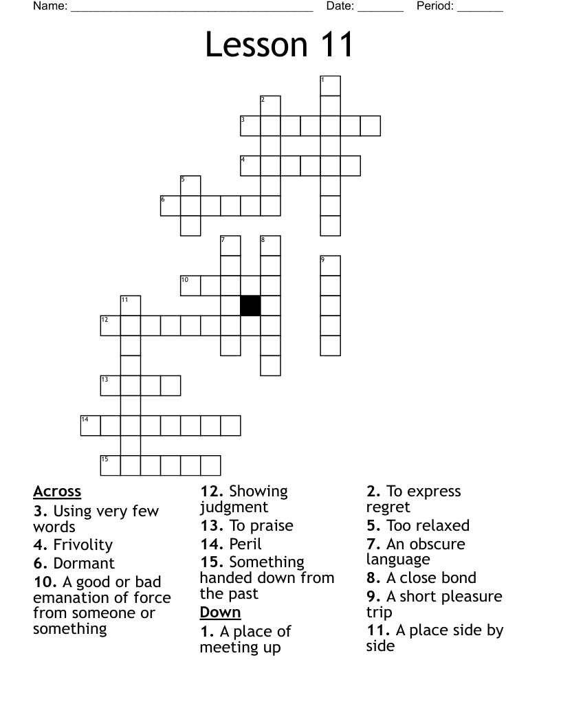Lesson 11 Crossword WordMint
