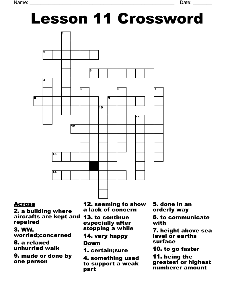 Lesson 11 Crossword WordMint