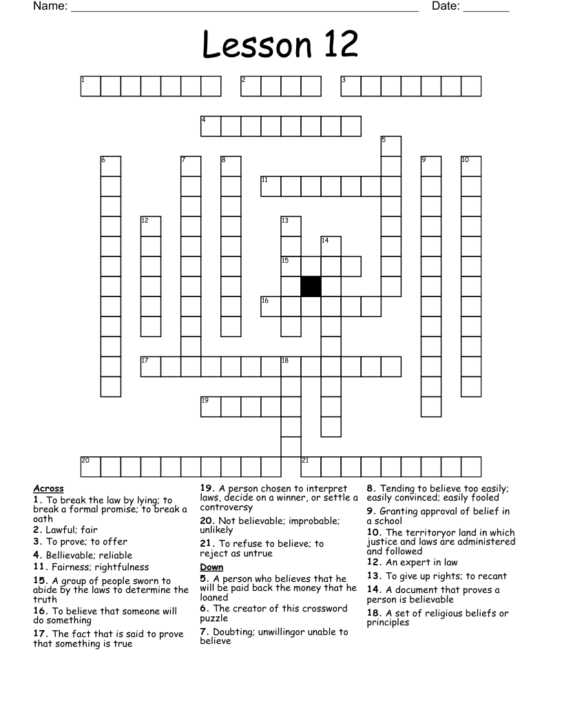 VOCABULARY JUR, JUS,JUD = LAW, JUSTICE Crossword WordMint