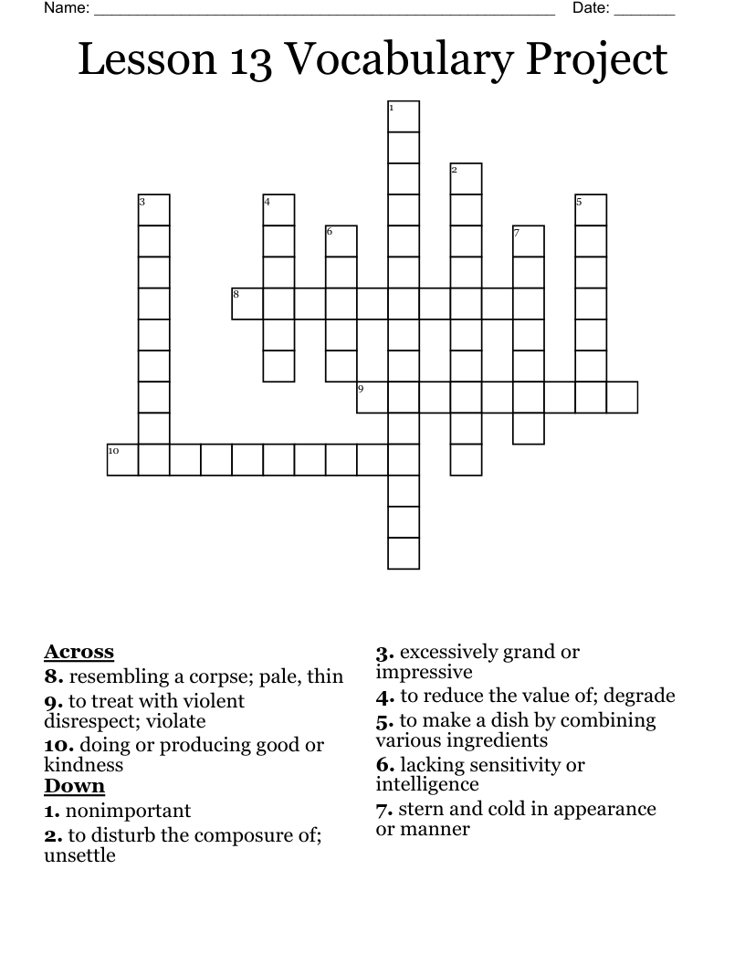 Vocabulary Antonyms 1 Crossword WordMint
