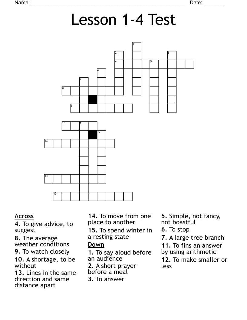 Lesson 14 Test Crossword WordMint
