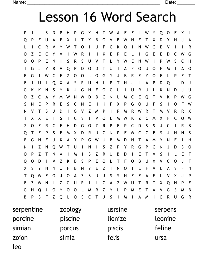 Animal Kingdom Word Search WordMint