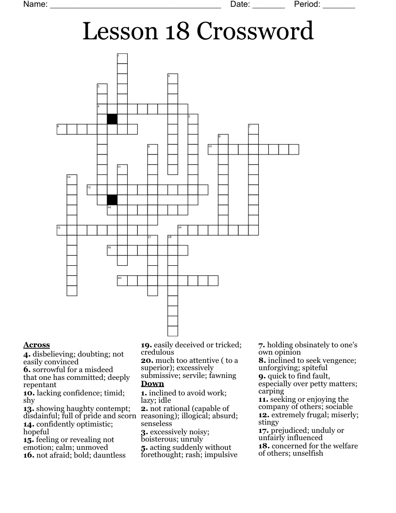 Lesson 18 Crossword WordMint