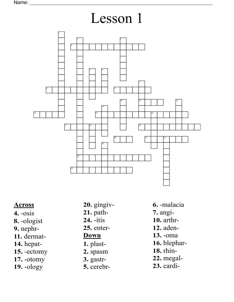 Lesson 1 Crossword WordMint