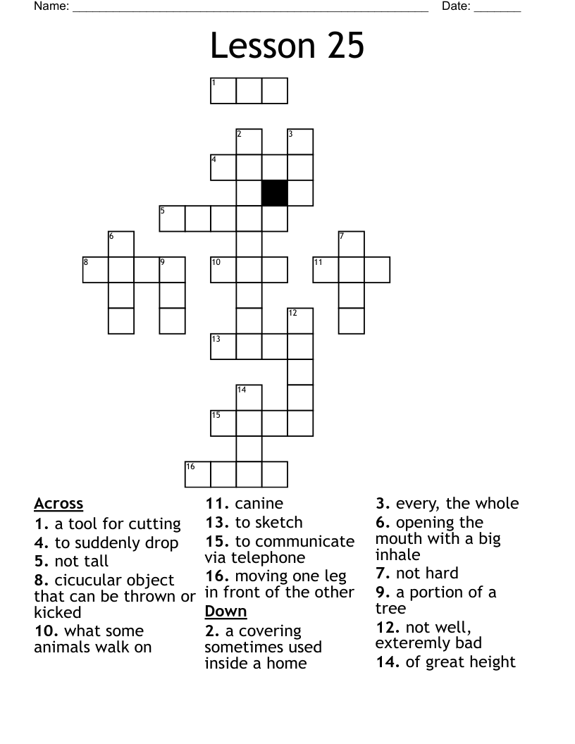 Lesson 25 Crossword WordMint